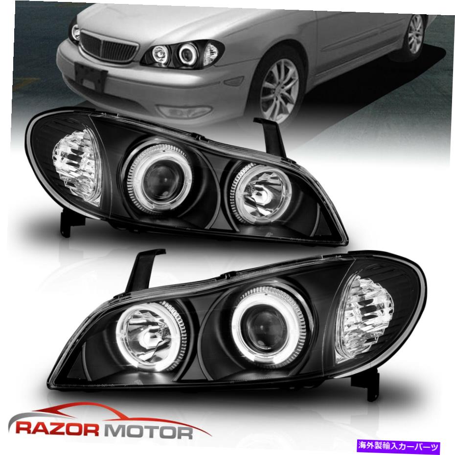 USヘッドライト [デュアルLED HALO] 2000年2001年Infiniti I30ブラックプロジェクターヘッドライトペア [Dual LED Halo] For 2000 2001 Infiniti I30 Black Projector Headlights Pair【並行輸入品】
