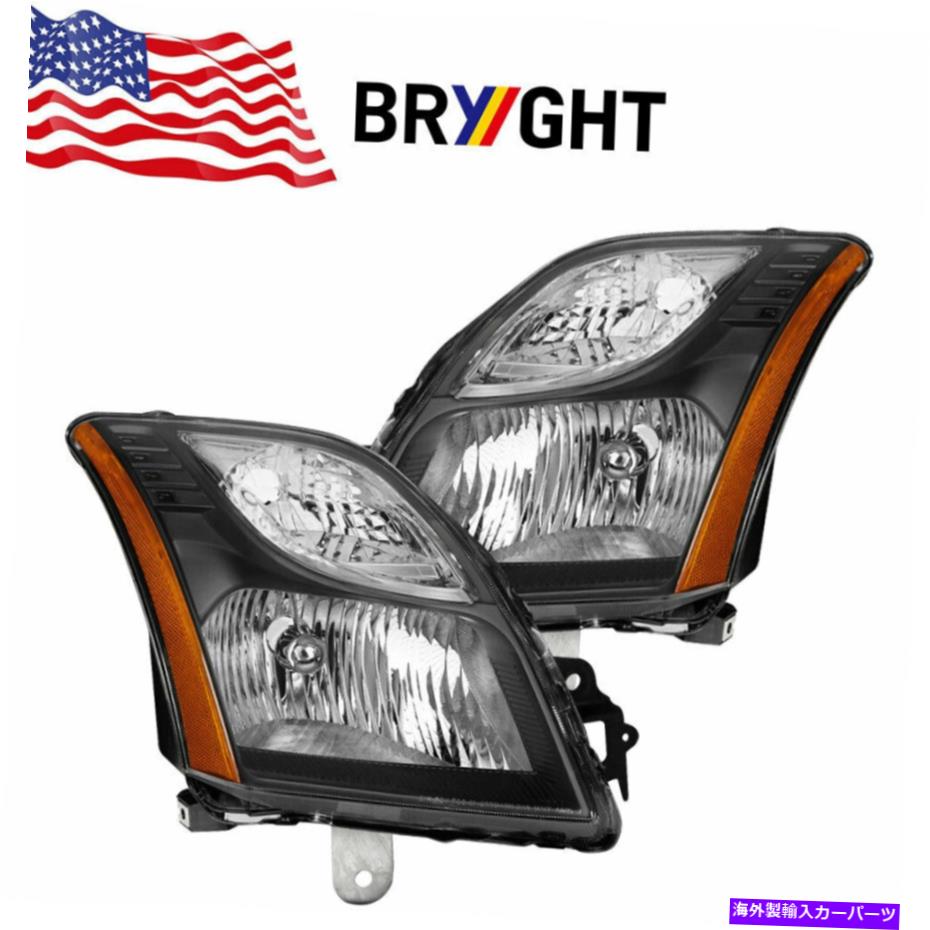 USヘッドライト 2010-2012日産SENTRA SE-RブラックヘッドライトAmber Corner Lamps左+右 For 2010-2012 Nissan Sentra SE-R Black Headlights Amber Corner Lamps Left+Right【並行輸入品】