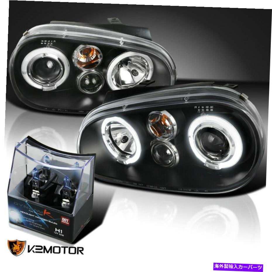USヘッドライト FIT 1999-2005 VWゴルフGTI R32 MK4ブラックプロジェクターヘッドライト+ H1ハロゲン電球 Fit 1999-2005 VW Golf GTI R32 MK4 Black Projector Headlights+H1 Halogen Bulbs【並行輸入品】