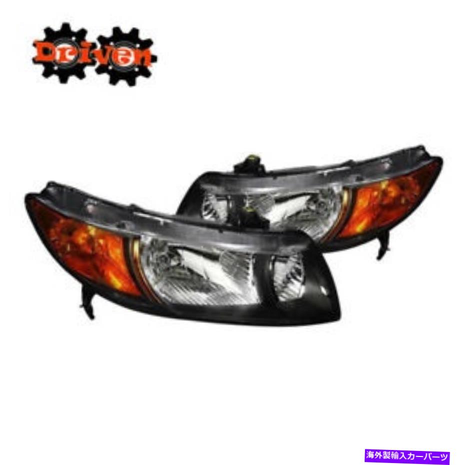 USヘッドライト 06-11ホンダシビック2DR FAクーペJDスタイルブラックヘッドライトW /アンバーリフレクター For 06-11 Honda Civic 2dr FA Coupe JD Style Black Headlights w/Amber Reflector【並行輸入品】