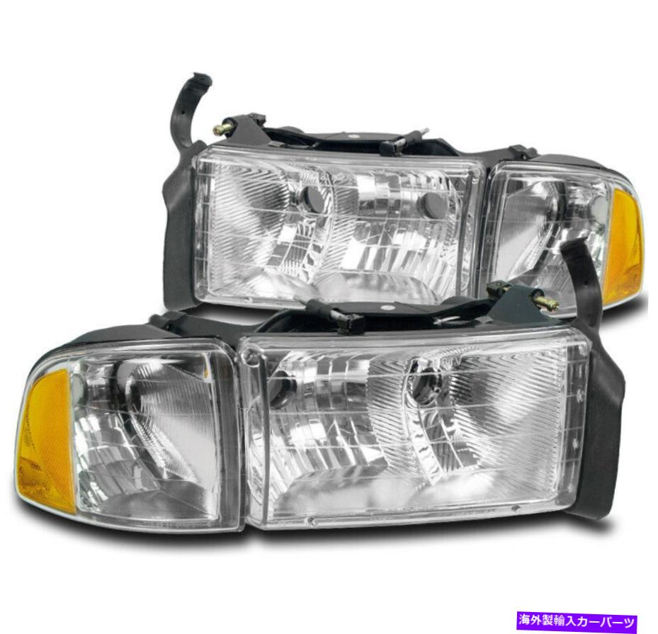 USヘッドライト 99-01 RAM 1500スポーツヘッドライトW /コーナーターンシグナルランプクロム左+右 FOR 99-01 RAM 1500 SPORT HEADLIGHT W/CORNER TURN SIGNAL LAMP CHROME LEFT+RIGHT【並行輸入品】