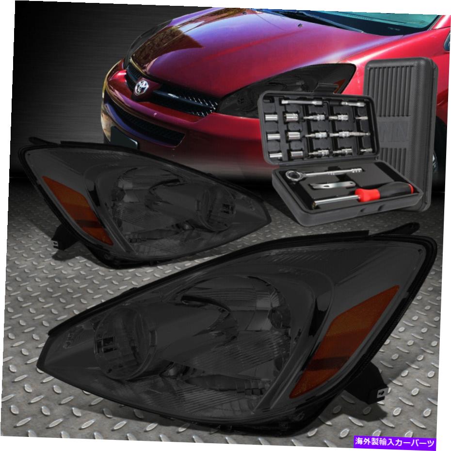 USヘッドライト 04-05トヨタシエナスモークハウジングアンバーコーナーヘッドライトヘッドランプ+ツールセット FOR 04-05 TOYOTA SIENNA SMOKED HOUSING AMBER CORNER HEADLIGHT HEAD LAMP+TOOL SET【並行輸入品】