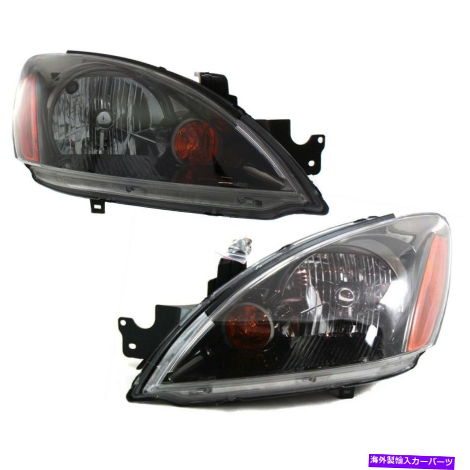 USヘッドライト 2004-2007三菱ランサーのヘッドライトセット左右の黒い住宅2PC Headlight Set For 2004-2007 Mitsubishi Lancer Left and Right Black Housing 2Pc【並行輸入品】