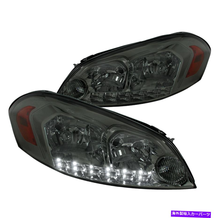USヘッドライト フィットシボレ06-13 Impala / 06-07モンテカルロ煙Crystal LED DRLヘッドライトペア Fit Chevy 06-13 Impala / 06-07 Monte Carlo Smoke Crystal Led Drl Headlights Pair【並行輸入品】