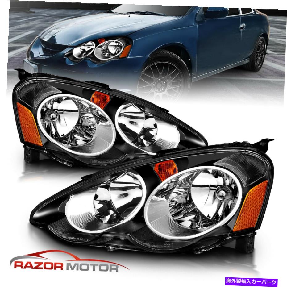 USヘッドライト 2002 2003 2004 Acura RSXブラックファクトリースタイルヘッドライトヘッドランプペア 2002 2003 2004 Acura RSX Black Factory Style Headlights Head Lamps Pair【並行輸入品】 43,202円