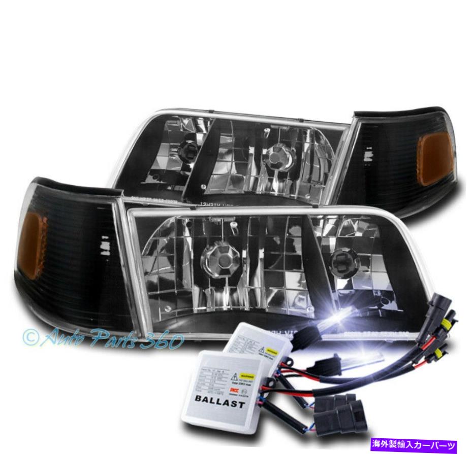 USヘッドライト 98-11フォードクラウンビクトリア交換用ブラックヘッドライト+コーナーランプW / 10K HID FOR 98-11 FORD CROWN VICTORIA REPLACEMENT BLACK HEADLIGHT+CORNER LAMP W/10K HID【並行輸入品】
