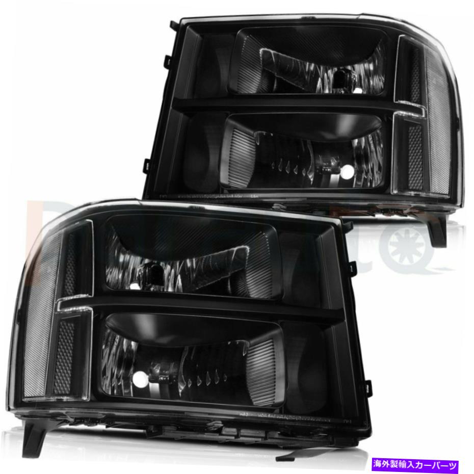 USヘッドライト 2007-2013 GMC Sierraヘッドライトアセンブリの組み立てブラックランプ左+右ペア For 2007-2013 GMC Sierra Headlights Assembly Replace Black Lamps Left+Right Pair【並行輸入品】