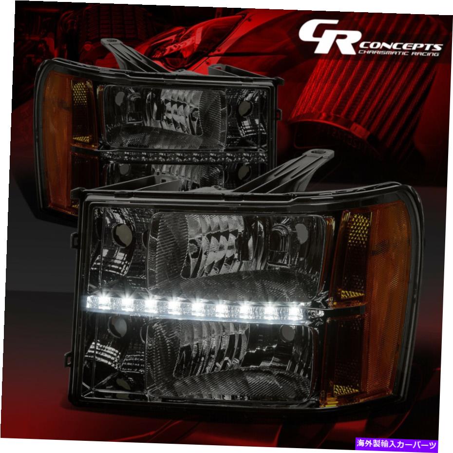 USヘッドライト 07-14 GMC Sierra GMT900のための燻製アンバーコーナーのLED DRLヘッドライトLED DRLヘッドライトのペア PAIR OF SMOKED AMBER CORNER LED DRL HEADLIGHTS LH+RH FOR 07-14 GMC SIERRA GMT900【並行輸入品】 42,262円