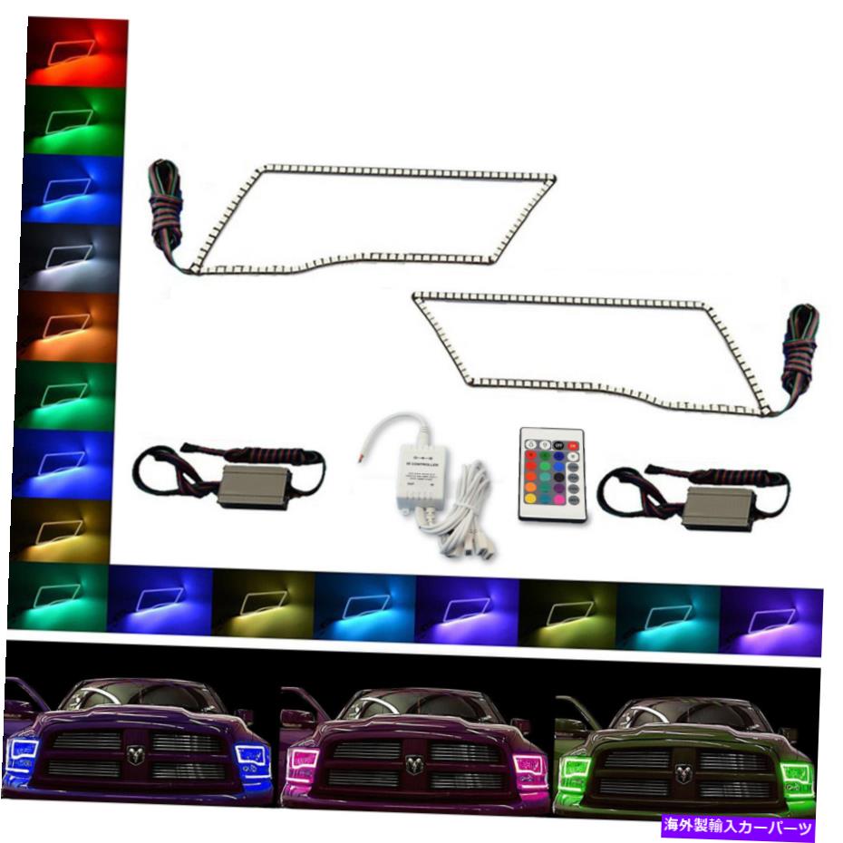 USヘッドライト 09-16 Dodge Ram Sportのための多色変更LED RGBヘッドライトハローリングセット Multi-Color Changing LED RGB Headlight Halo Ring Set For 09-16 Dodge Ram Sport【並行輸入品】｜Us Custom Parts Shop USDM