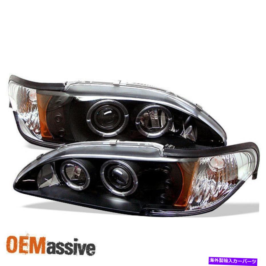USヘッドライト フィット94-98 Mustang 1pcデュアルハロープロジェクターLEDブラックヘッドライトW /コーナー信号 Fits 94-98 Mustang 1Pc Dual Halo Projector LED Black Headlights W/Corner Signal【並行輸入品】｜Us Custom Parts Shop USDM