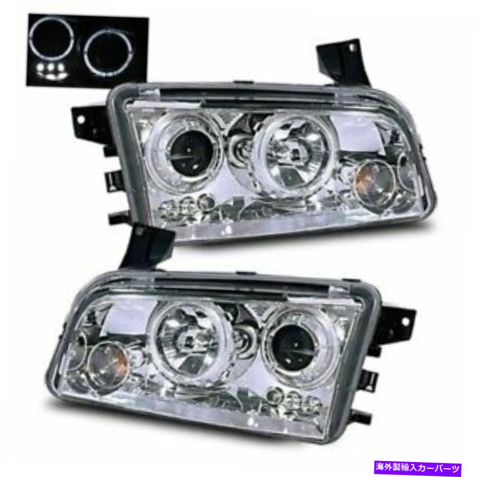 USヘッドライト Dodge ChargerのためのhaloのプロジェクタのヘッドライトChromeアセンブリセット - （ペア）ヘッドランプ Projector Headlight Chrome Assembly Set Halo For Dodge Charger - (Pair) Headlamp【並行輸入品】