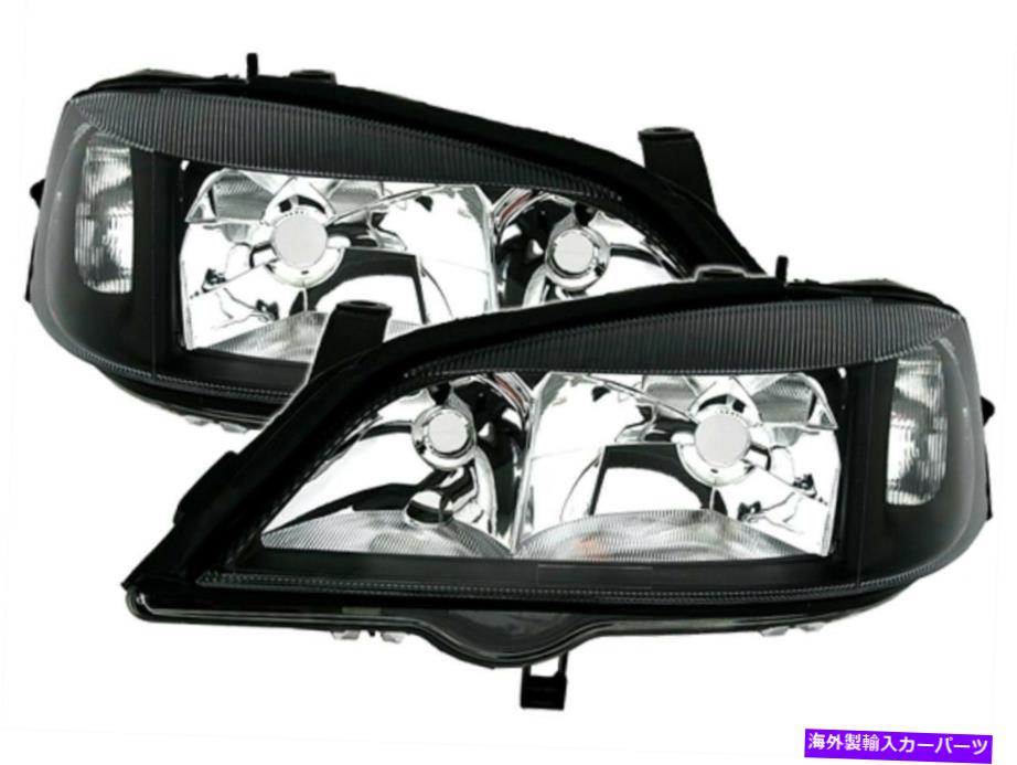 USヘッドライト Opel Astra G 98-05のための黒クリア仕上げヘッドライトフロントライトセット BLACK clear finish headlight front light set for Opel Astra G 98-05【並行輸入品】