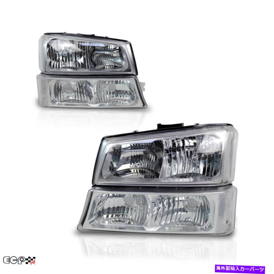 USヘッドライト Headlightsクリア/クロムセット Fit for 03-06 Silverado Avalanche 1500 2500 3500 Headlights Clear/Chrome Set【並行輸入品】