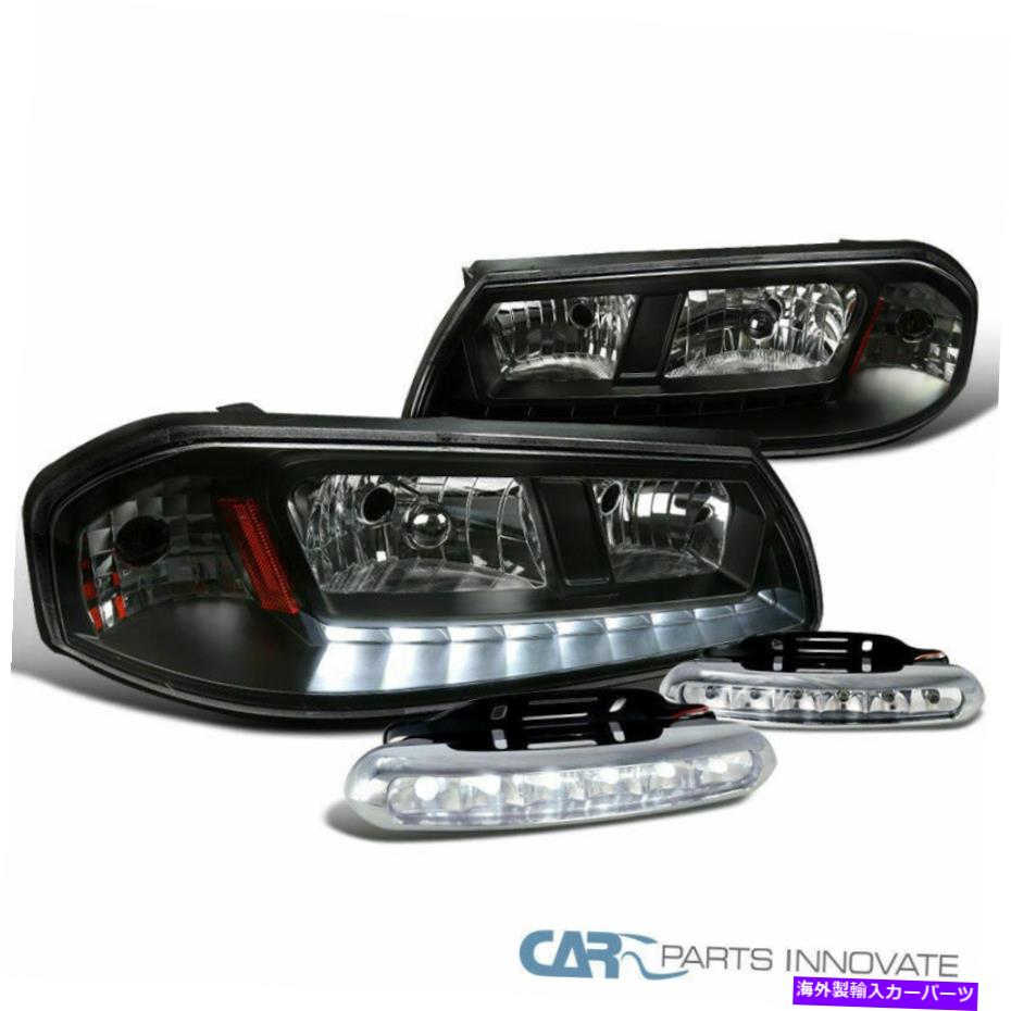USヘッドライト 00-05シボレーインパラブラックLEDヘッドライトヘッドランプ+クリア6-LEDフォグライト 00-05 Chevy Impala Black LED Headlights Headlamps+Clear 6-LED Fog Lights【並行輸入品】