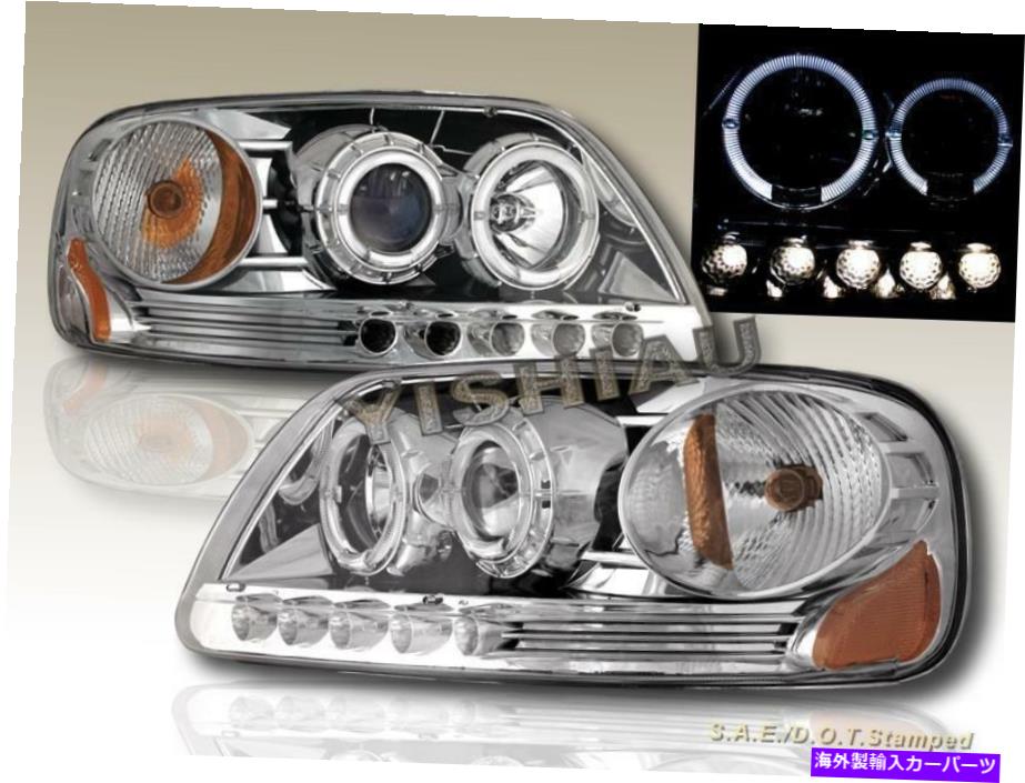 USヘッドライト 97-03フォードF150 / 97-02 Expedition Dual Halo LEDプロジェクターヘッドライトクロム 97-03 Ford F150 / 97-02 Expedition Dual Halo LED Projector Headlights Chrome【並行輸入品】