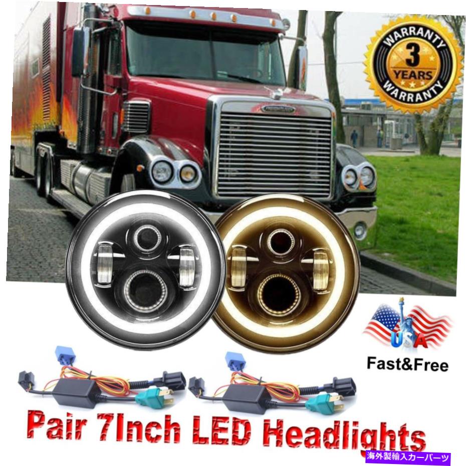 USヘッドライト Cree 7 "LEDヘッドライトヘッドランプハローアングルアイランプ貨物ライナーコロナド CREE 7" LED Headlights Headlamps Halo Angle Eyes Lamp for Freightliner CORONADO【並行輸入品】｜Us Custom Parts Shop USDM