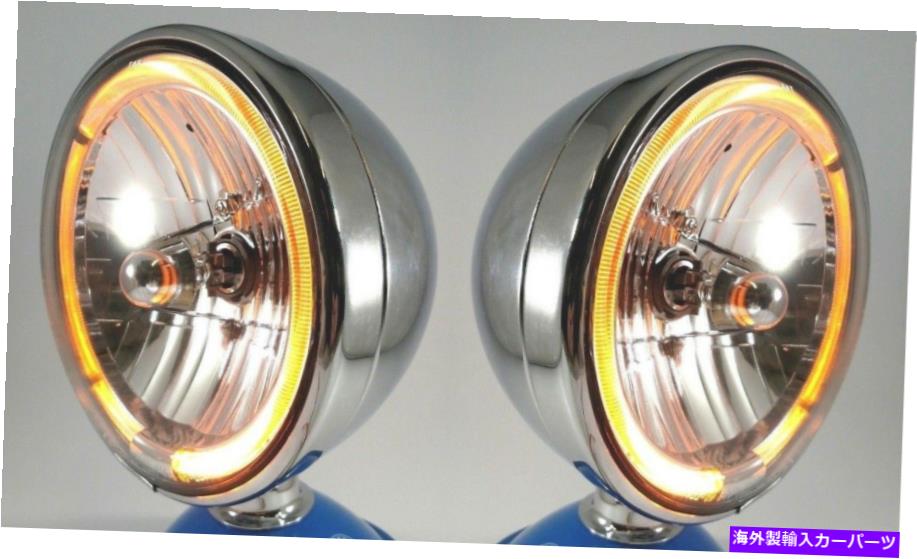 USヘッドライト ペアクロームDietz 7 "ハロゲンヘッドライトランプw /琥珀色LEDハローリングライト Pair Chrome Dietz 7" Halogen Headlights Lamps w/ Amber LED Halo Ring Lights【並行輸入品】｜Us Custom Parts Shop USDM