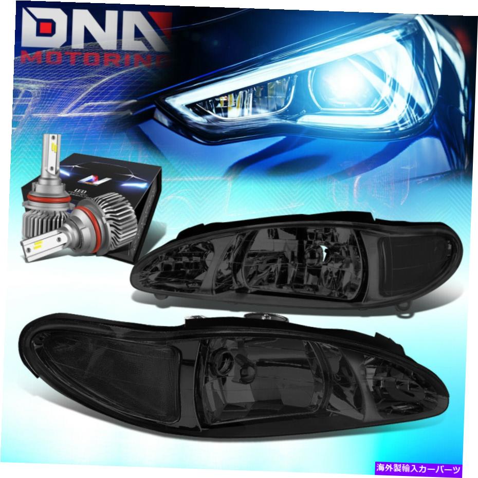 USヘッドライト 1997年から2002年フォード護衛4-DRヘッドライトヘッドランプW / LEDキットスリムスタイルスモーク FOR 1997-2002 FORD ESCORT 4-DR HEADLIGHT HEAD LAMPS W/LED KIT SLIM STYLE SMOKED【並行輸入品】
