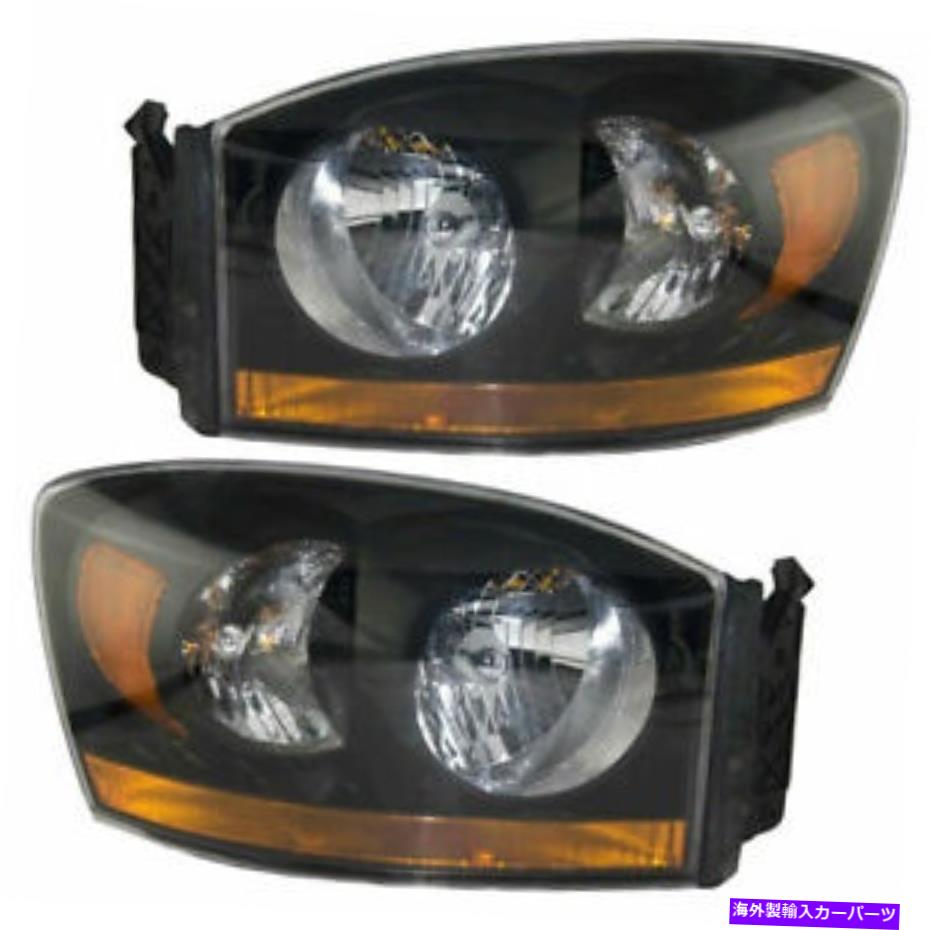 USヘッドライト （TYC）Dodge RAMトラック2006 2007 2008ヘッドライトW /黒ベゼル右右＆左 (TYC) FOR DODGE RAM TRUCK 2006 2007 2008 HEADLIGHTS W/BLACK BEZEL RIGHT & LEFT【並行輸入品】