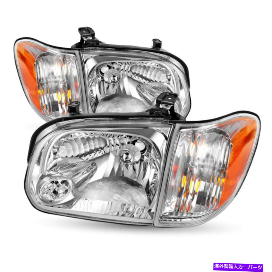 USヘッドライト 2006年2006年トヨタツンドラ05-07 Sequoia Chromeヘッドライトヘッドランプ左+右 For 2005 2006 Toyota Tundra 05-07 Sequoia Chrome Headlights Headlamps Left+Right【並行輸入品】