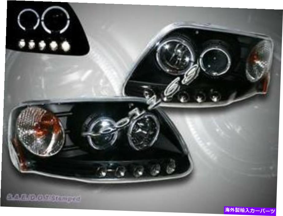 USヘッドライト 97-03フォードF-150 97-02 Expedition 2 Halo LEDプロジェクターヘッドライトブラックNEW 97-03 Ford F-150 97-02 Expedition Two Halo LED Projector Headlights Black New【並行輸入品】