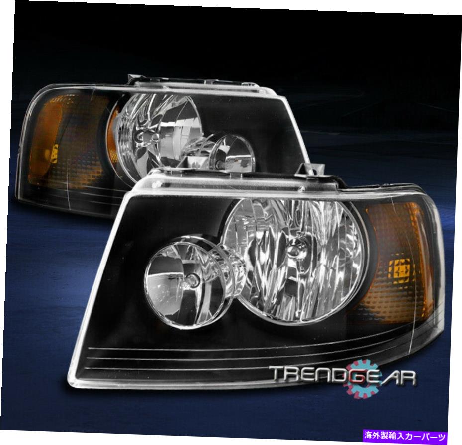USヘッドライト 03-06フォードExpedition Sport Suv Crystal Styleヘッドライトヘッドランプランプブラック FOR 03-06 FORD EXPEDITION SPORT SUV CRYSTAL STYLE HEADLIGHT HEADLAMP LAMP BLACK【並行輸入品】
