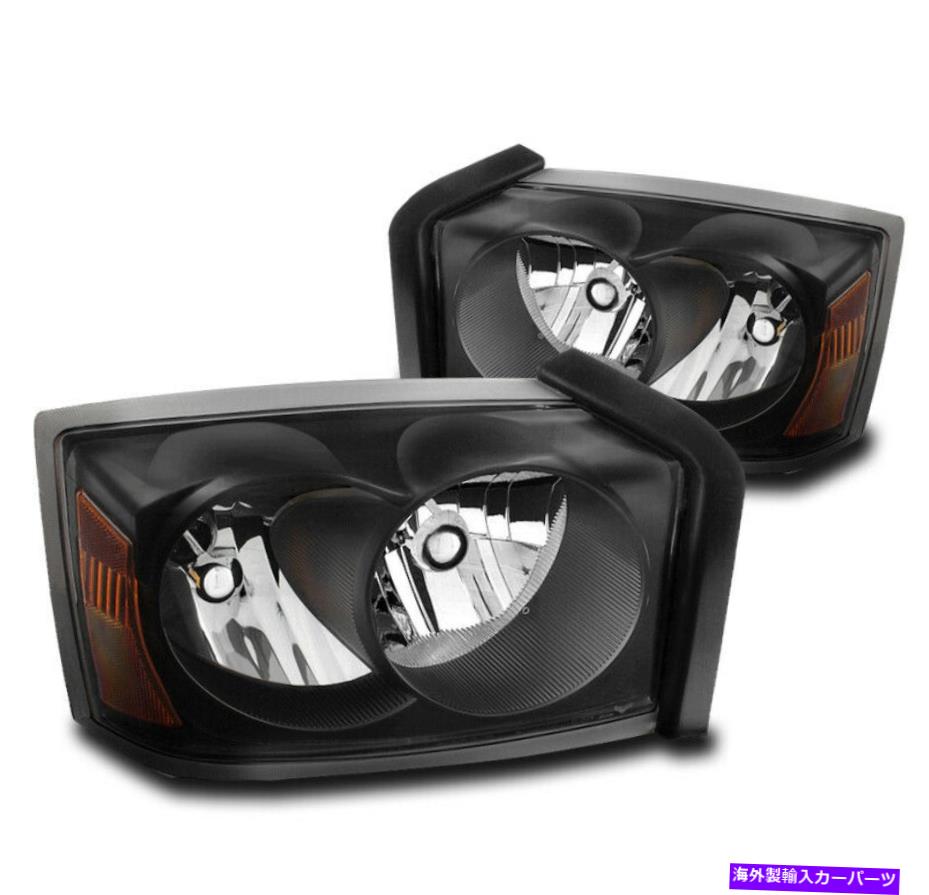 USヘッドライト 2005年2006年2007年のDodge Dakotaピックアップトラックブラックの交換ヘッドライトランプ FOR 2005 2006 2007 DODGE DAKOTA PICKUP TRUCK BLACK REPLACEMENT HEADLIGHTS LAMPS【並行輸入品】