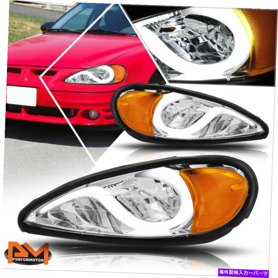 USヘッドライト 99-05ポンティアックグランドAM LED DRLヘッドライト/ランプクロームハウジング琥珀色のコーナー For 99-05 Pontiac Grand Am LED DRL Headlight/Lamps Chrome Housing Amber Corner【並行輸入品】 43,202円