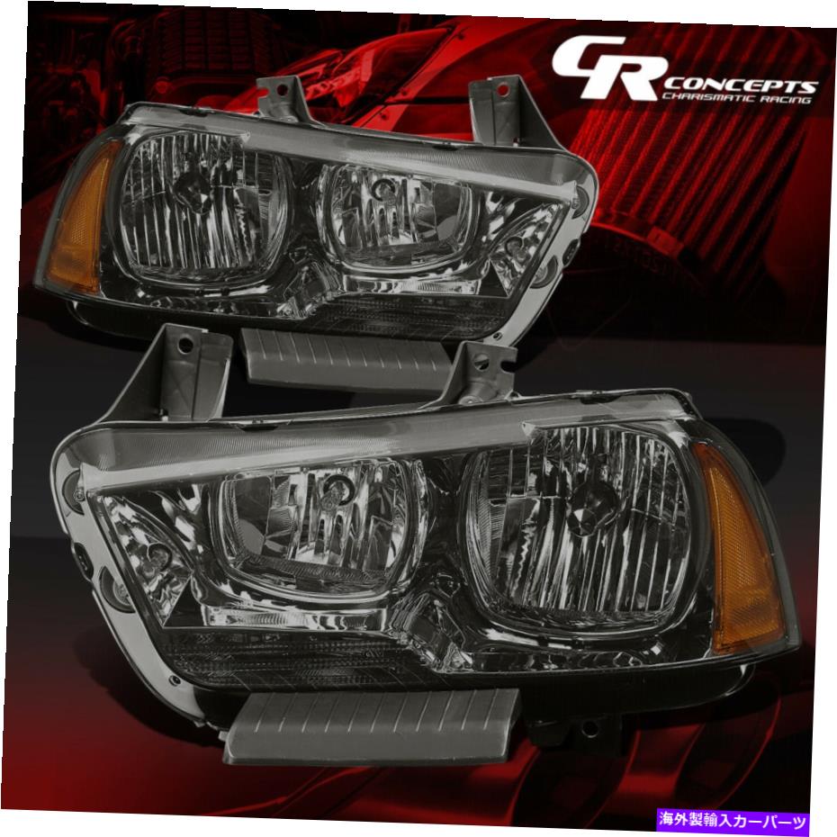 USヘッドライト 11-14 Dodge Chargerのための燻製ハウジングのアンバーコーナーのヘッドライト/ランプLH + RHのペア PAIR OF SMOKED HOUSING AMBER CORNER HEADLIGHT/LAMP LH+RH FOR 11-14 DODGE CHARGER【並行輸入品】