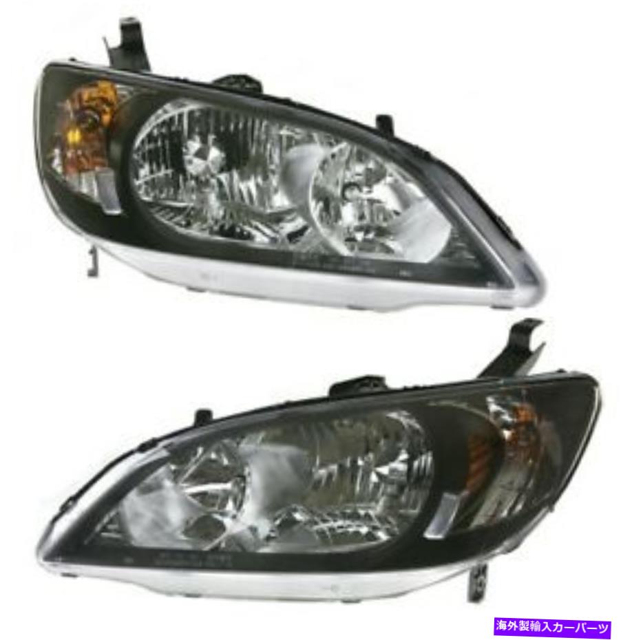 USヘッドライト ブラックハウジングヘッドライトペアデポぴかぴ04-05ホンダシビック2D 4DドットSAE Black Housing Headlights PAIR DEPO Fits 04-05 Honda Civic 2D 4D DOT SAE【並行輸入品】