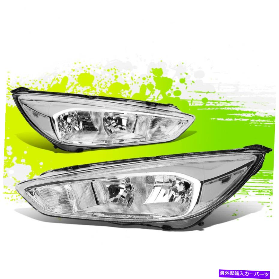 USヘッドライト フォードフォーカスのためのファクトリースタイルのハロゲンヘッドライト15-18クロムクリア左+右 Factory Style Halogen Headlights for Ford Focus 15-18 Chrome Clear Left+Right【並行輸入品】