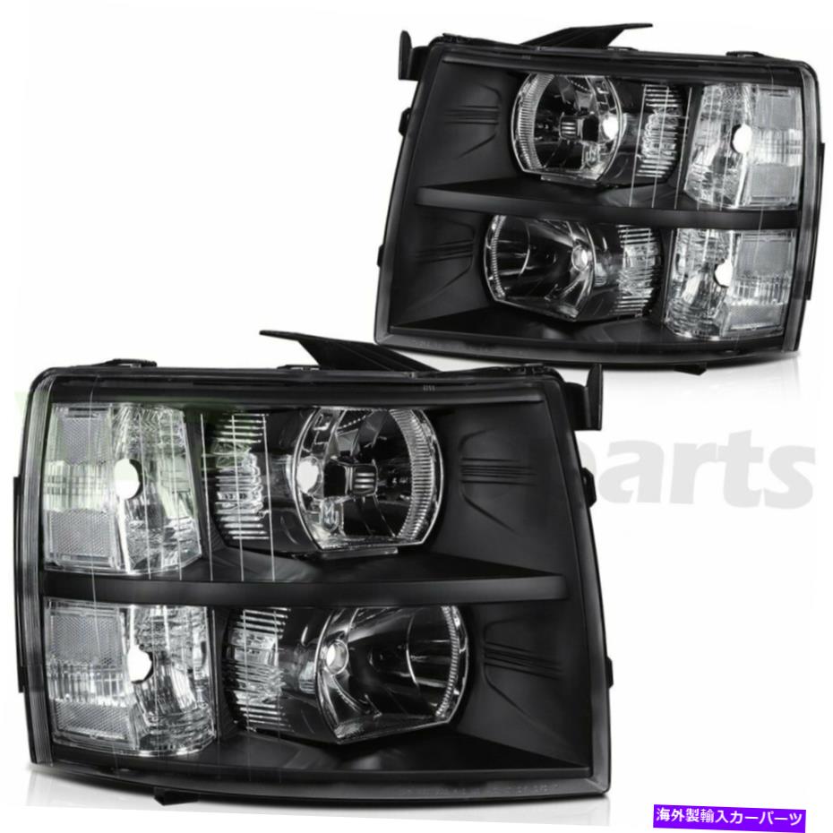 USヘッドライト ヘッドライトアセンブリはシボレーシルバードー2007-2014 LEDヘッドランプクリアブラックペア Headlights Assembly Fits Chevy Silverado 2007-2014 LED Headlamp Clear Black Pair【並行輸入品】