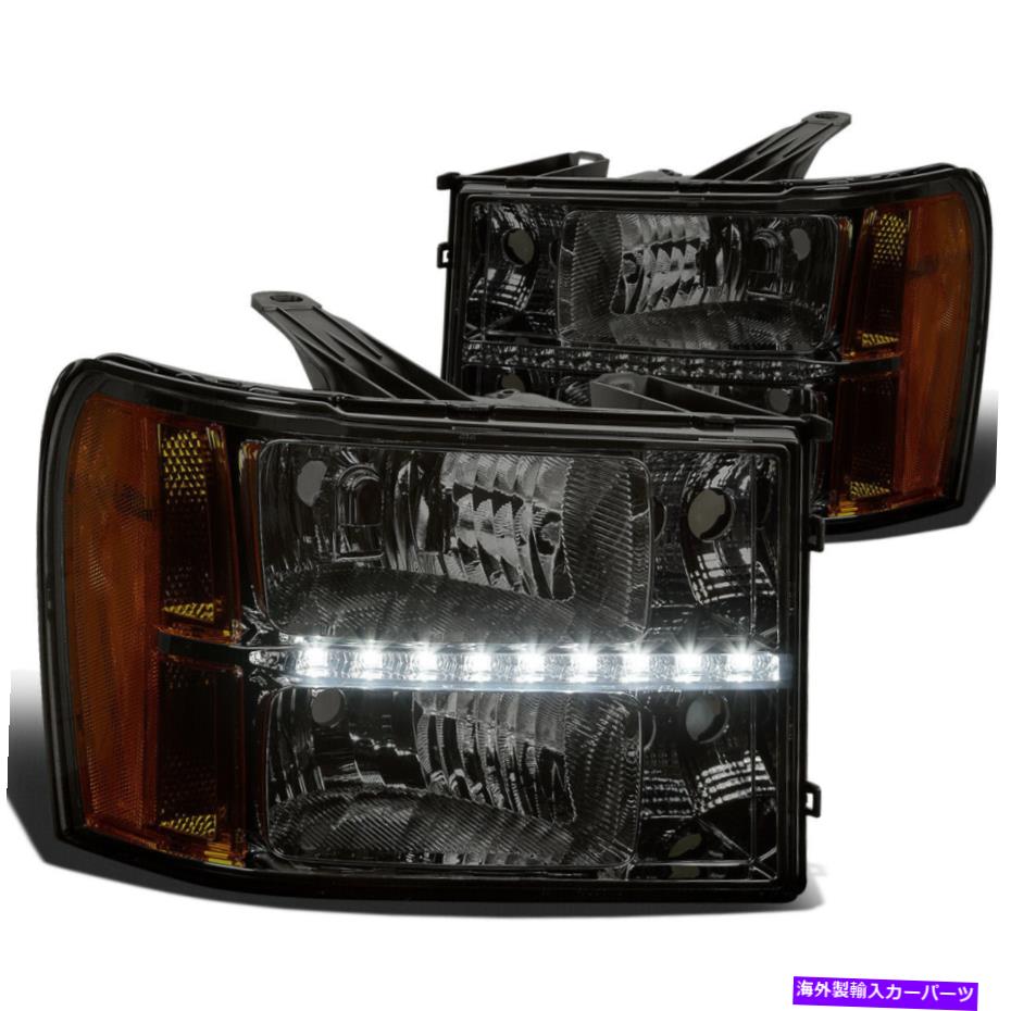 USヘッドライト [LED DRL] FIT 2007-2014 GMCシエラスモークハウジング琥珀側ヘッドライト/ランプセット [LED DRL] Fit 2007-2014 GMC Sierra Smoked Housing Amber Side Headlight/Lamp Set【並行輸入品】｜Us Custom Parts Shop USDM
