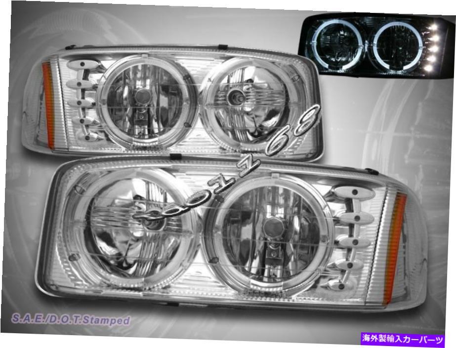 USヘッドライト 99-06シエラ/シエラデナリ/ 07シエラ/ 06 Yukon Denali Halo LEDヘッドライトクロム 99-06 SIERRA/ SIERRA DENALI/07 SIERRA/06 YUKON DENALI HALO LED HEADLIGHTS CHROME【並行輸入品】