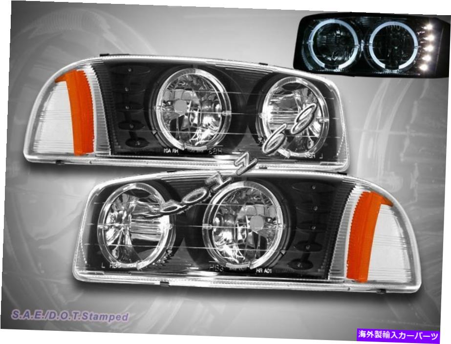 USヘッドライト 99-06 GMCシエラ/シエラデナリ/ 07シエラ/ 06 Yukon Denali HaloヘッドライトBLK LED 99-06 GMC SIERRA/SIERRA DENALI/07 SIERRA/06 YUKON DENALI HALO HEADLIGHTS BLK LED【並行輸入品】