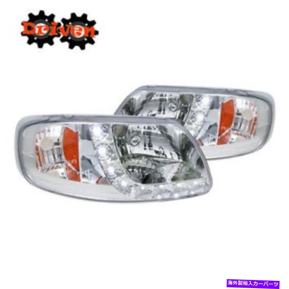 USヘッドライト 97+フォードF150トラックハーレー照明SVT 1ピークロムヘッドライトW / LED DRLコーナー 97+ Ford F150 Truck Harley Lighting SVT 1PC Chrome Headlights w/ LED DRL Corners【並行輸入品】