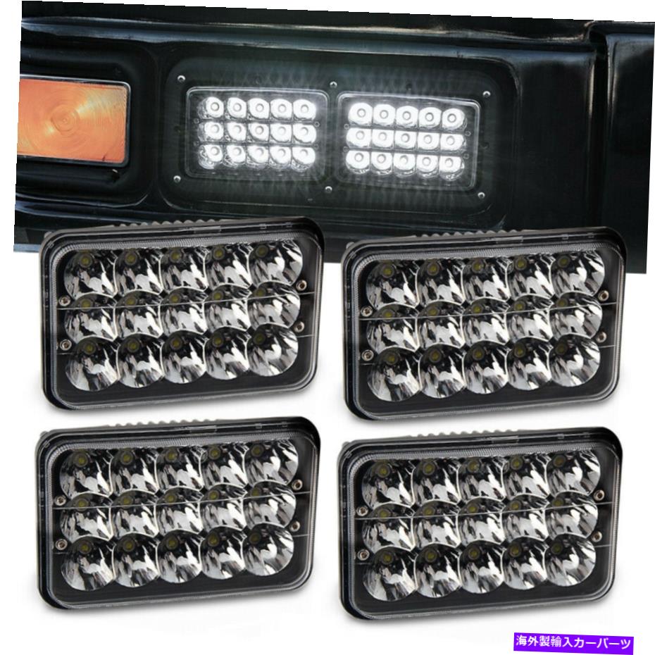 USヘッドライト 4ピーブラック4×6 LEDヘッドライトH4652 H6666 H6545 H6054 PeterBilt Kenworthトラック 4pc Black 4x6 LED Headlight For H4652 H4666 H6545 H6054 Peterbilt Kenworth Truck【並行輸入品】
