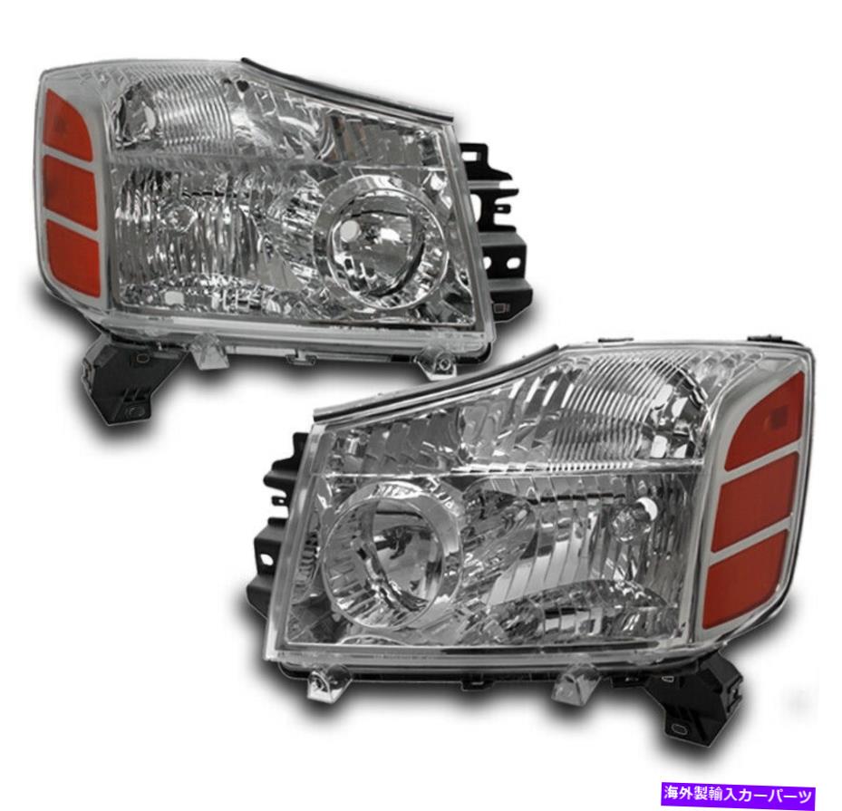 USヘッドライト 新しいクリスタルヘッドライトヘッドランプクローム/アンバー用2004-2014 Titan / 2004-2007 Armada NEW CRYSTAL HEADLIGHT HEADLAMP CHROME/AMBER FOR 2004-2014 TITAN/2004-2007 ARMADA【並行輸入品】
