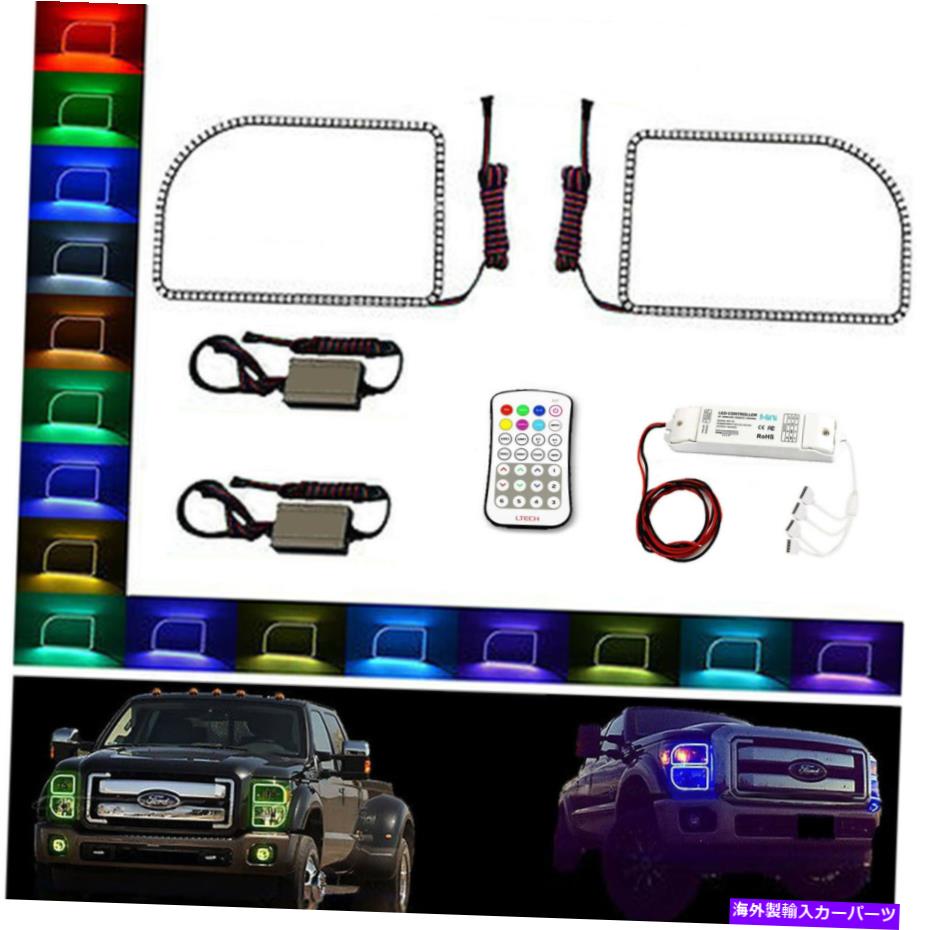 USヘッドライト 11-16フォードF-250多色変更LED RGB上部ヘッドライトハローリングM7セット 11-16 Ford F-250 Multi-Color Changing LED RGB Upper Headlight Halo Rings M7 Set【並行輸入品】