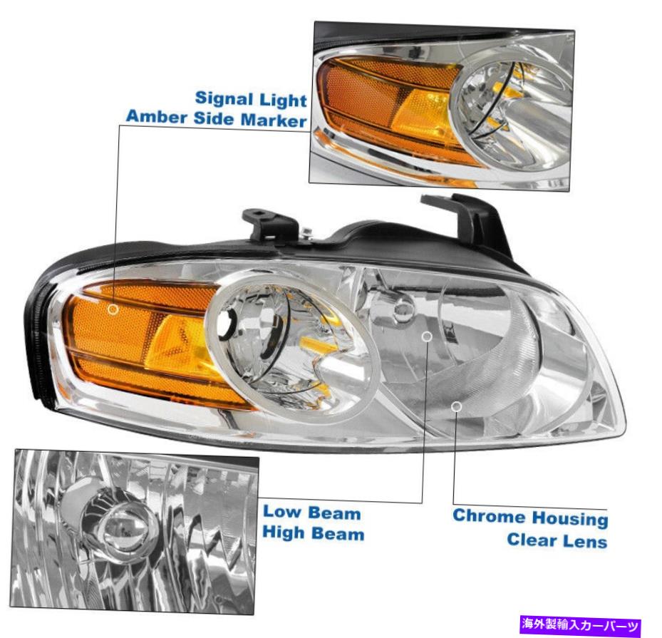 USヘッドライト 2004年2005年2006年Sentra SE-Rスタイルクロームヘッドライト+ LED DRLランプ+キセノンHID For 2004 2005 2006 Sentra SE-R Style Chrome Headlights +LED DRL Lamp +Xenon HID【並行輸入品】