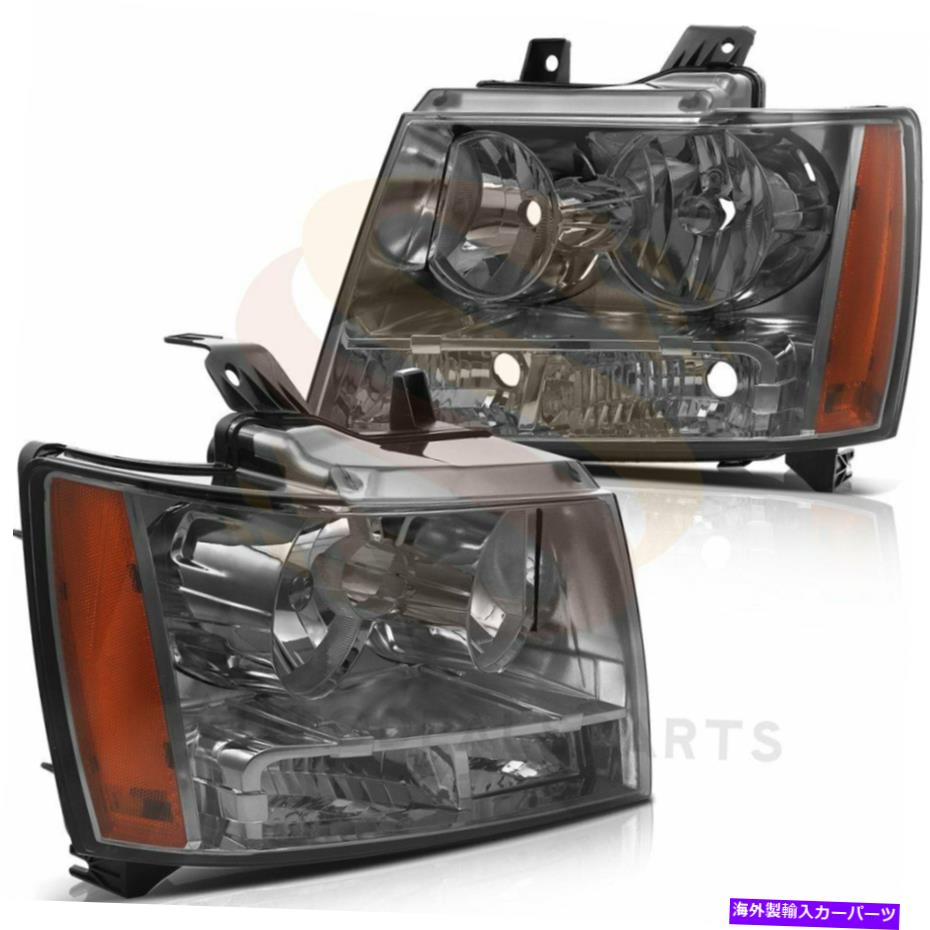 USヘッドライト 2007年から2014年のヘッドライトChevy郊外のフロントヘッドランプアセンブリランプペアセット Headlights For 2007-2014 Chevy Suburban Front Headlamp Assembly Lamp Pair Set【並行輸入品】