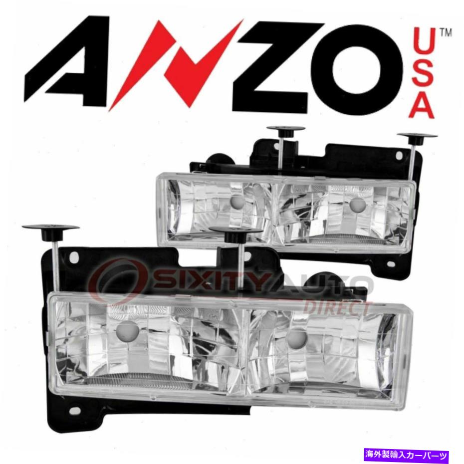 USヘッドライト 1988-2000シボレーC3500のためのアンツァーサヘッドライトセット - 電気照明 AnzoUSA Headlight Set for 1988-2000 Chevrolet C3500 - Electrical Lighting ex【並行輸入品】