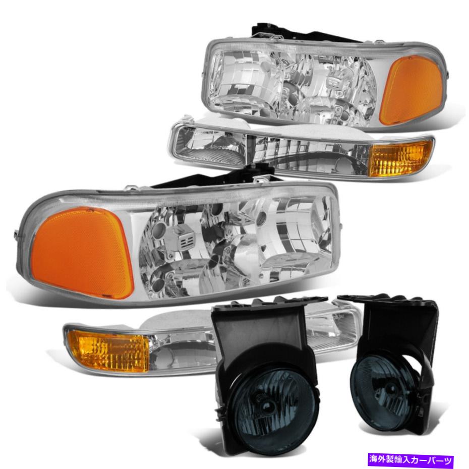 USヘッドライト 03-06シエラ/クラシッククロームアンバーバンパーヘッドライト+煙駆動フォグライト FOR 03-06 SIERRA/CLASSIC CHROME AMBER BUMPER HEADLIGHT+SMOKE DRIVING FOG LIGHT【並行輸入品】