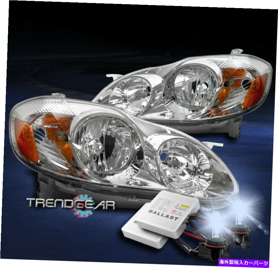USヘッドライト 2003年から2008年トヨタカローラセリウムle XLEクロームヘッドライトヘッドランプランプ+ 8000K HID FOR 2003-2008 TOYOTA COROLLA CE LE XLE CHROME HEADLIGHT HEADLAMP LAMP +8000K HID【並行輸入品】