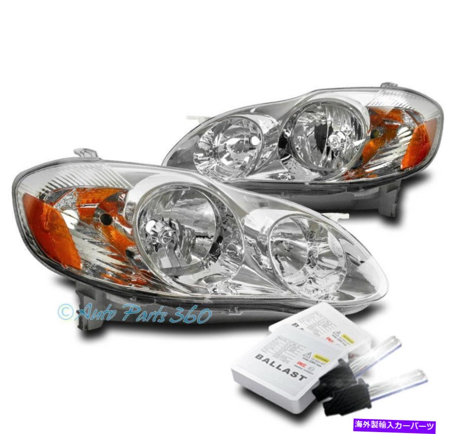 USヘッドライト 03-08トヨタカローラ交換クロームヘッドライトヘッドランプランプW / 8K HIDキット FOR 03-08 TOYOTA COROLLA REPLACEMENT CHROME HEADLIGHT HEADLAMP LAMP W/8K HID KIT【並行輸入品】