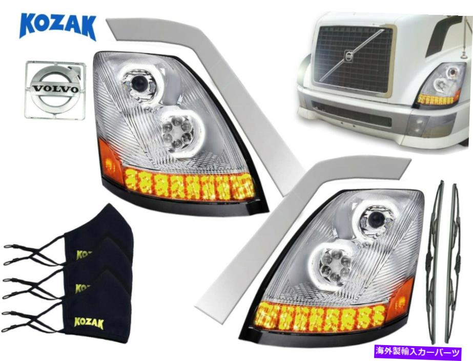 USヘッドライト ボルボVNL 2004-17のシーケンシャルターン信号Chromeを持つフルLEDヘッドライトペア Full LED Headlight Pair with Sequential Turn Signal CHROME for Volvo VNL 2004-17【並行輸入品】｜Us Custom Parts Shop USDM
