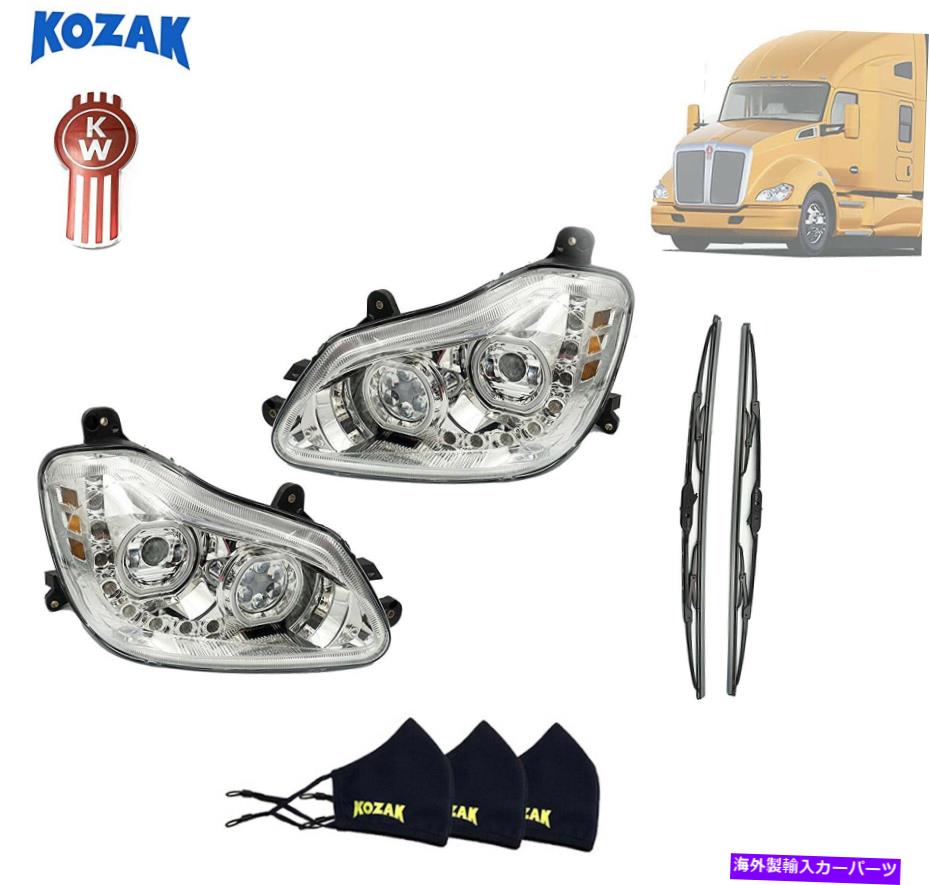 USヘッドライト ChromeハウジングフルLEDヘッドライトアセンブリ左+右ペアfor Kenworth T680 Chrome Housing Full LED Headlight Assembly Left+Right Pair for Kenworth T680【並行輸入品】
