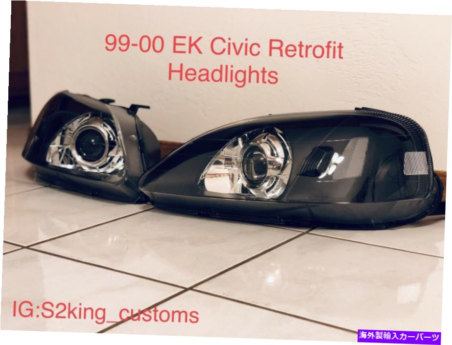 USヘッドライト 99-00 Bi-Xenonプロジェクターが付いているホンダシビックEK Retrofitヘッドライト 99-00 Honda Civic EK Retrofit Headlights With Bi-xenon Projectors【並行輸入品】