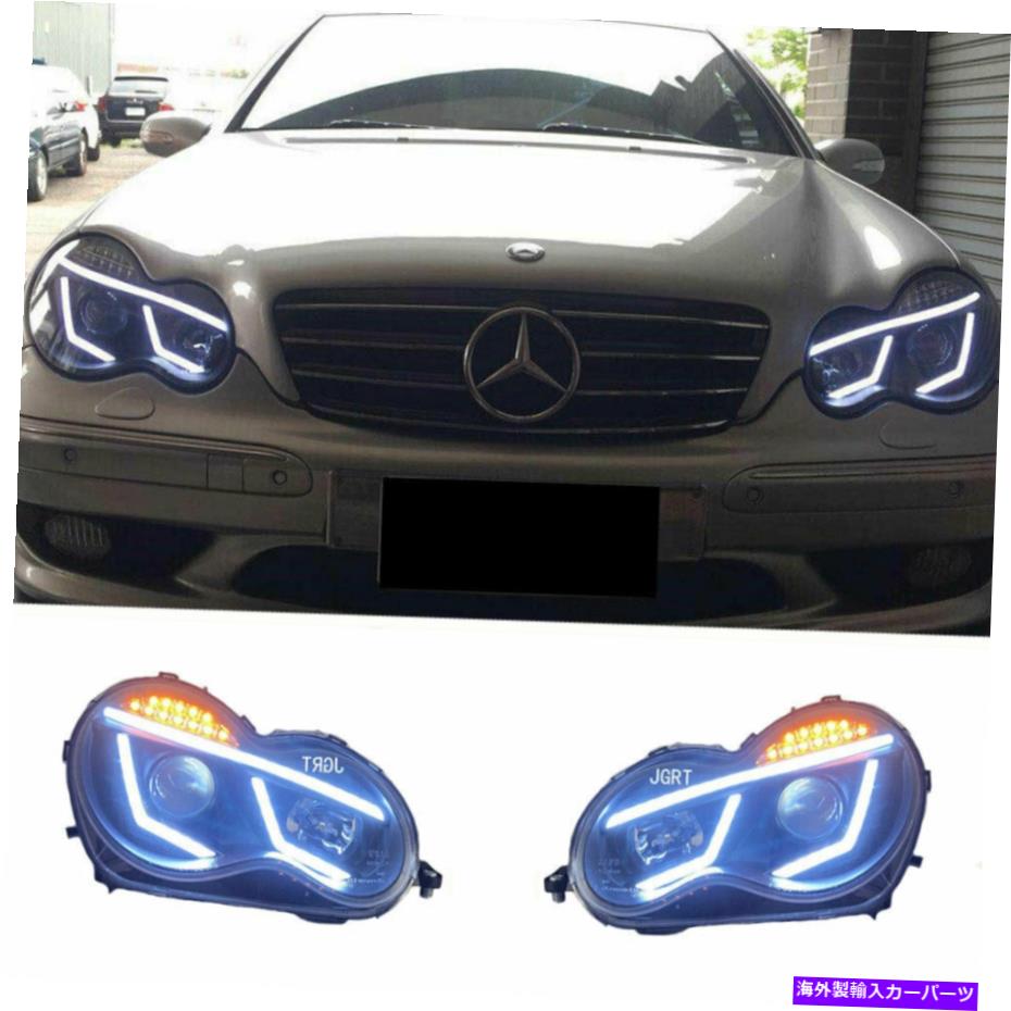 USヘッドライト ベンツCクラスW203 LEDヘッドライトProjector LED DRLがOEM Halogenを置き換えるOEM Halogen 01-07 For Benz C-Class W203 LED Headlights Projector LED DRL Replace OEM Halogen 01-07【並行輸入品】