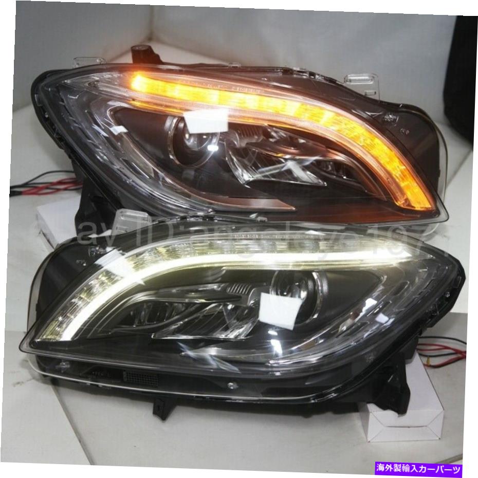 USヘッドライト LEDヘッドランプ2012-2016ベネズML350 LEDストリップフロントライトランプブラック LED headlamps 2012-2016 Year For Benz ML350 LED strip Front Lights lamps Black【並行輸入品】